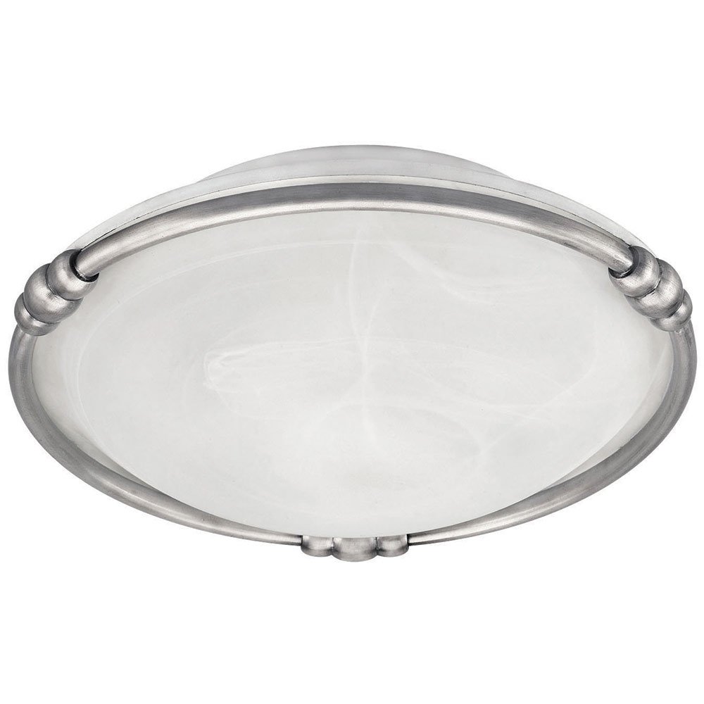 13" Flush Mount Light in Brushed Pewter with White Alabaster Glass