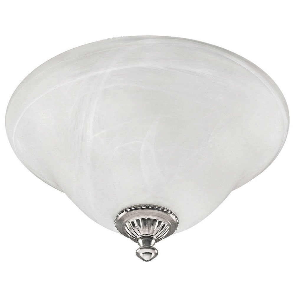 13" Flush Mount Light in Brushed Pewter with White Alabaster Glass