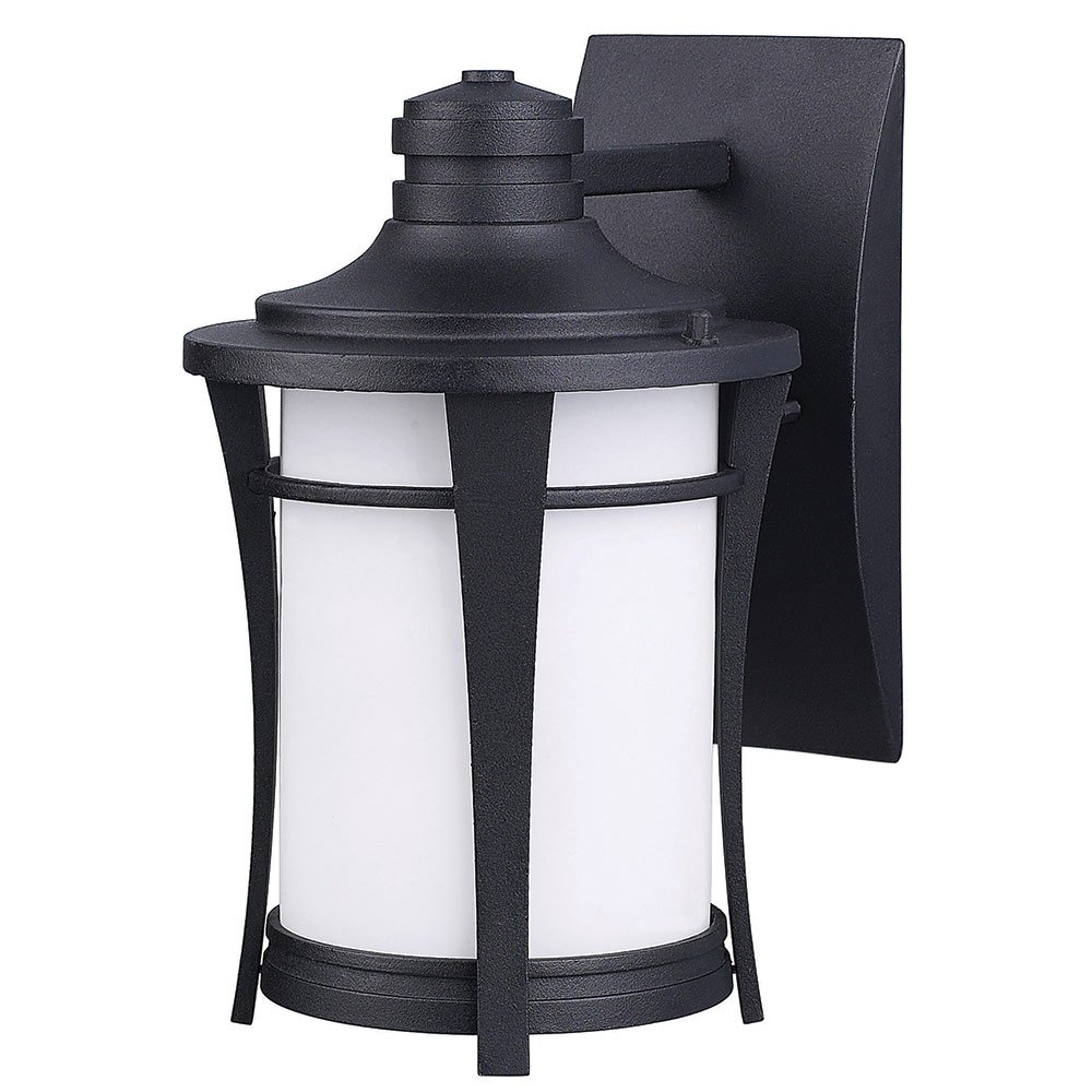 6 3/4" Exterior Wall Light in Black with White Flat Opal Glass