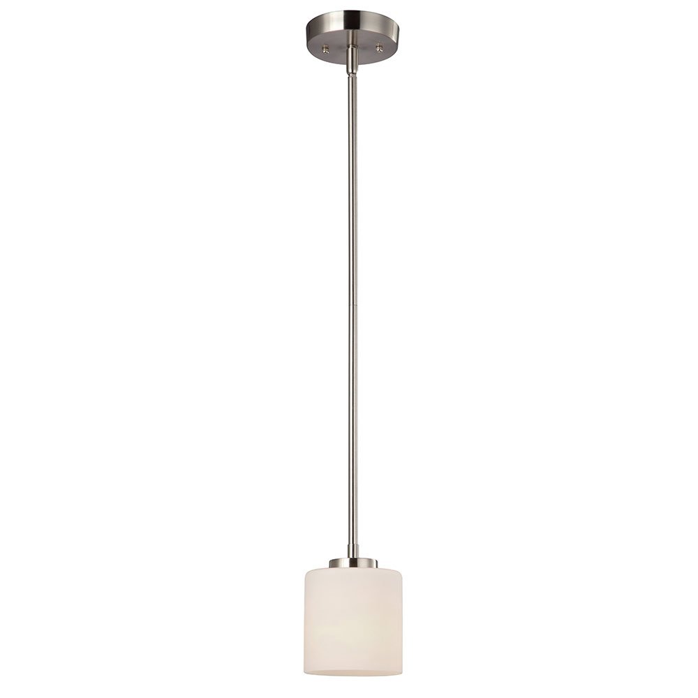4 3/4" Pendant in Brushed Nickel with White Flat Opal Glass