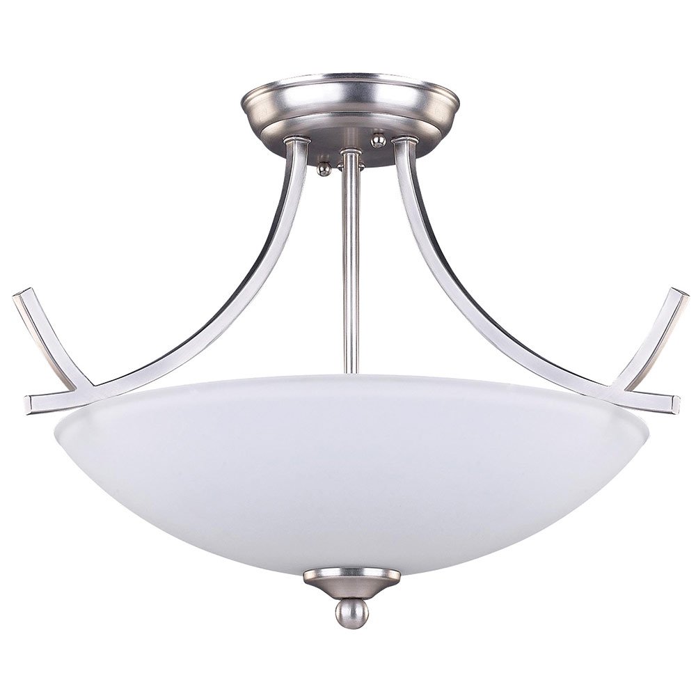 12" Semi Flush Light in Brushed Pewter with White Flat Opal Glass