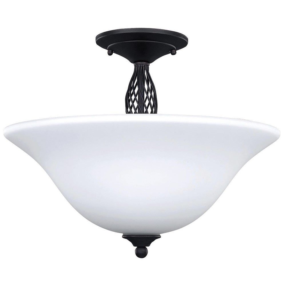 15 1/4" Semi Flush Light in Oil Rubbed Bronze with White Flat Opal Glass