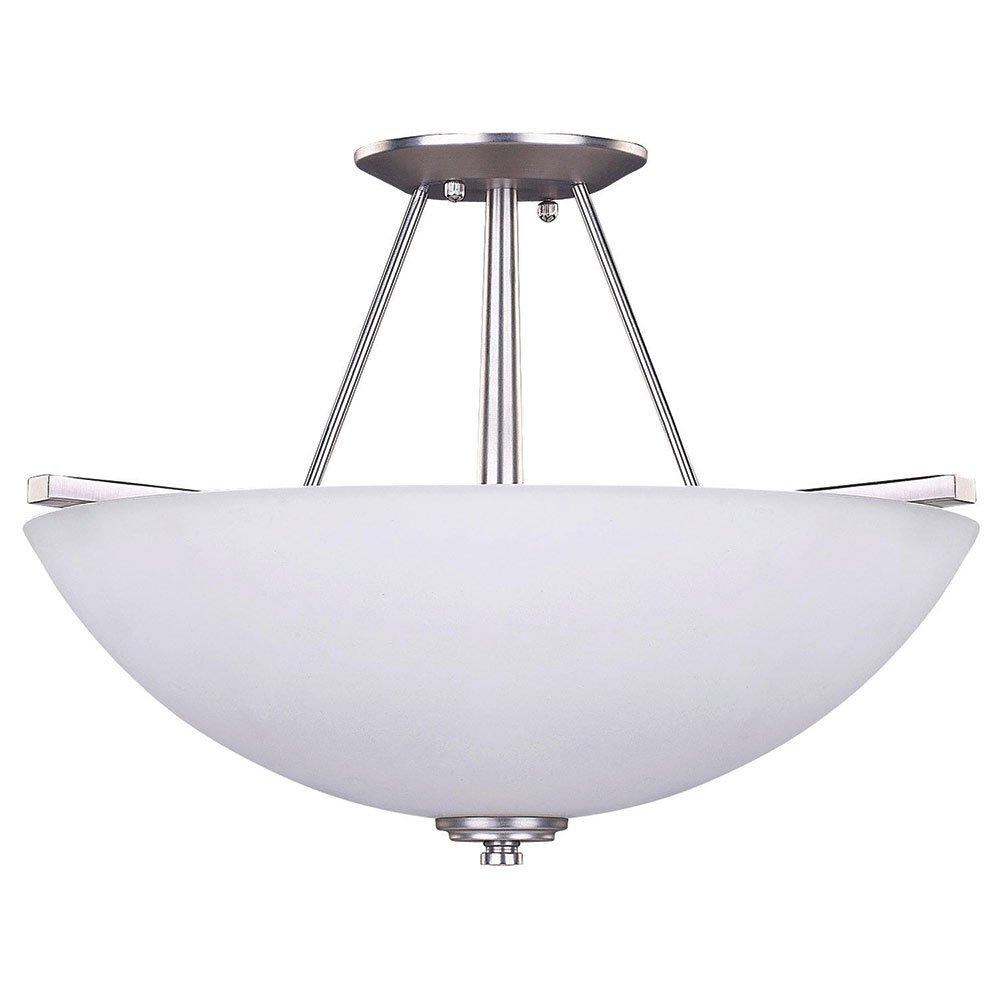 15" Semi Flush Light in Brushed Pewter with Flat White Opal Glass