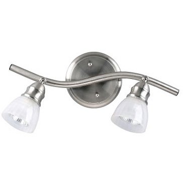 Double Track Bath Light in Brushed Pewter with Frosted Etched Glass
