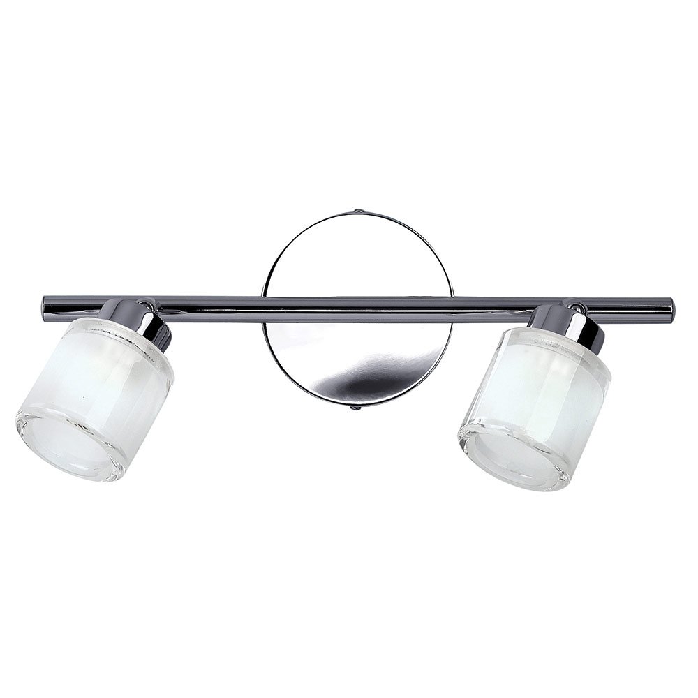 Double Track Bath Light in Chrome with Opalescent Frost
