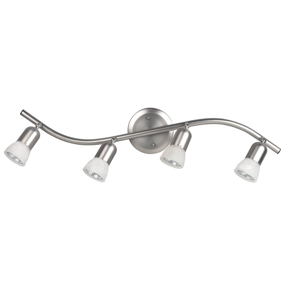 Quadruple Track Bath Light in Brushed Pewter with White Alabaster Glass