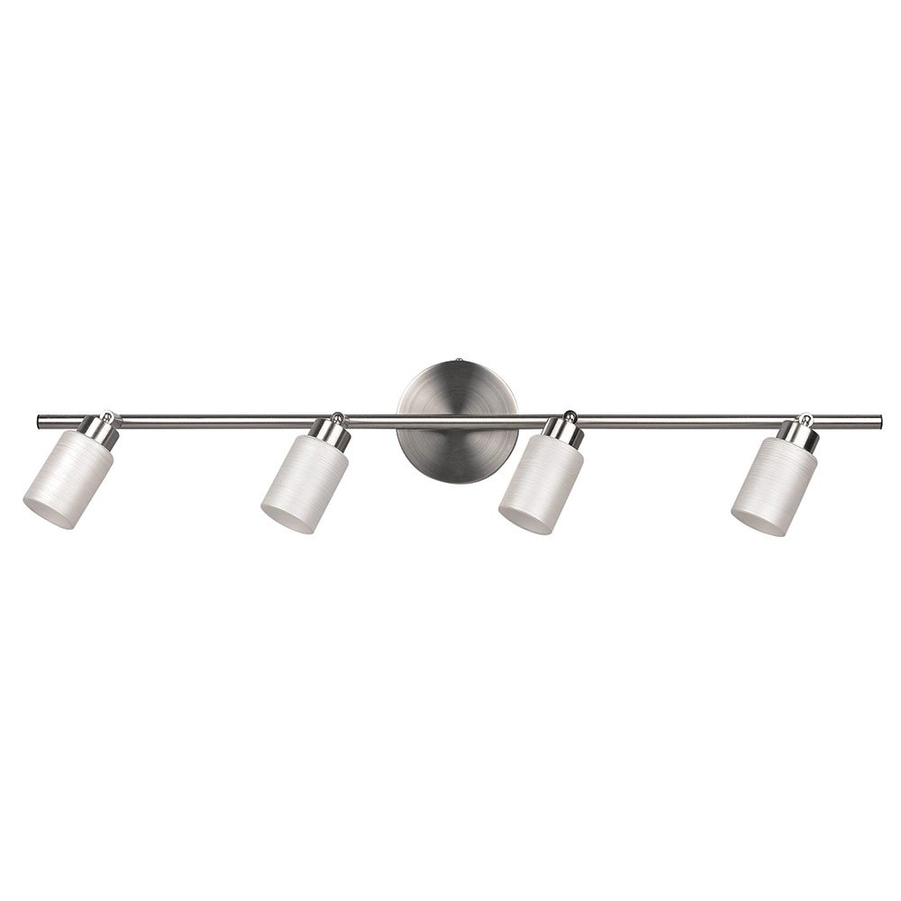 Quadruple Track Bath Light in Brushed Pewter with White Painted Glass