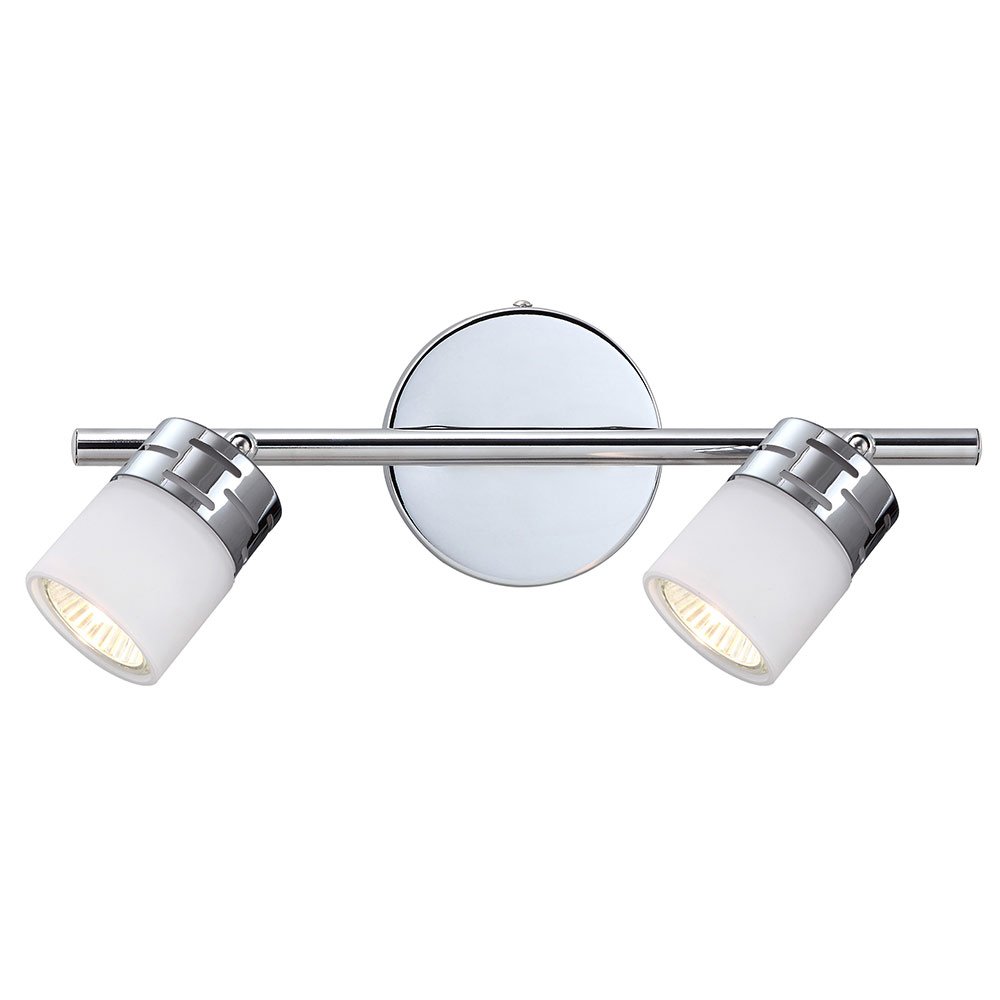 Double Track Bath Light in Chrome with White Flat Opal Glass
