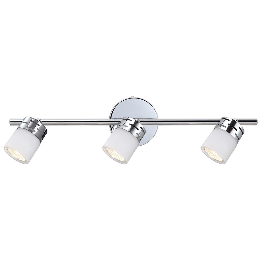 Triple Track Bath Light in Chrome with White Flat Opal Glass
