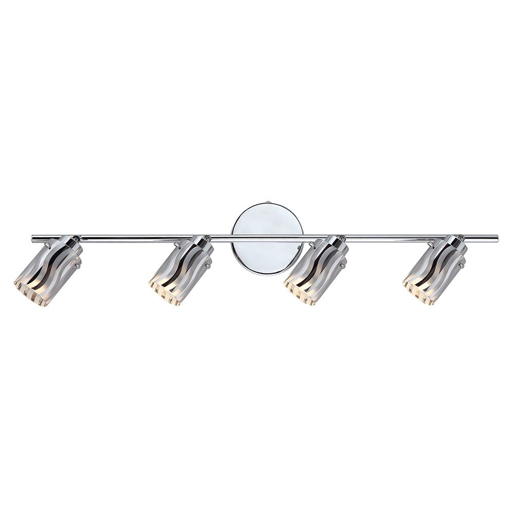 Quadruple Track Bath Light in Chrome with Frosted And Chrome Plated