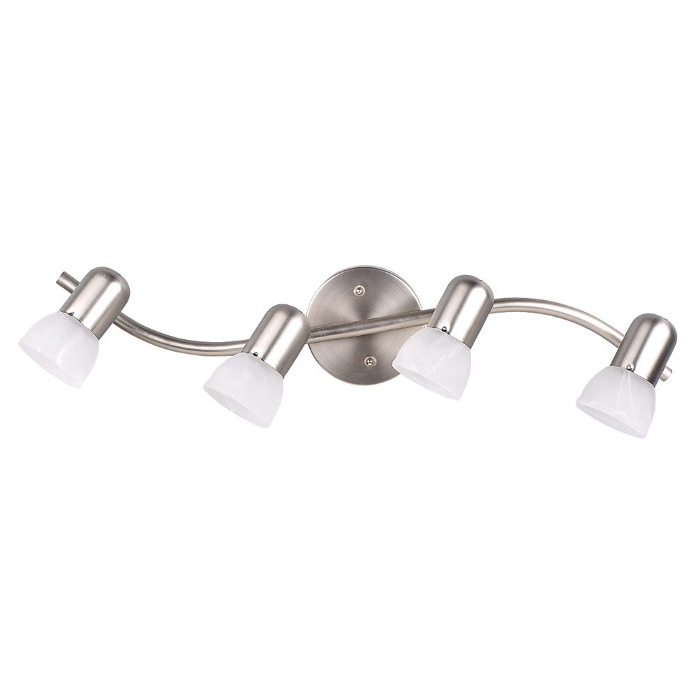 Quadruple Track Bath Light in Brushed Pewter with White Alabaster Glass