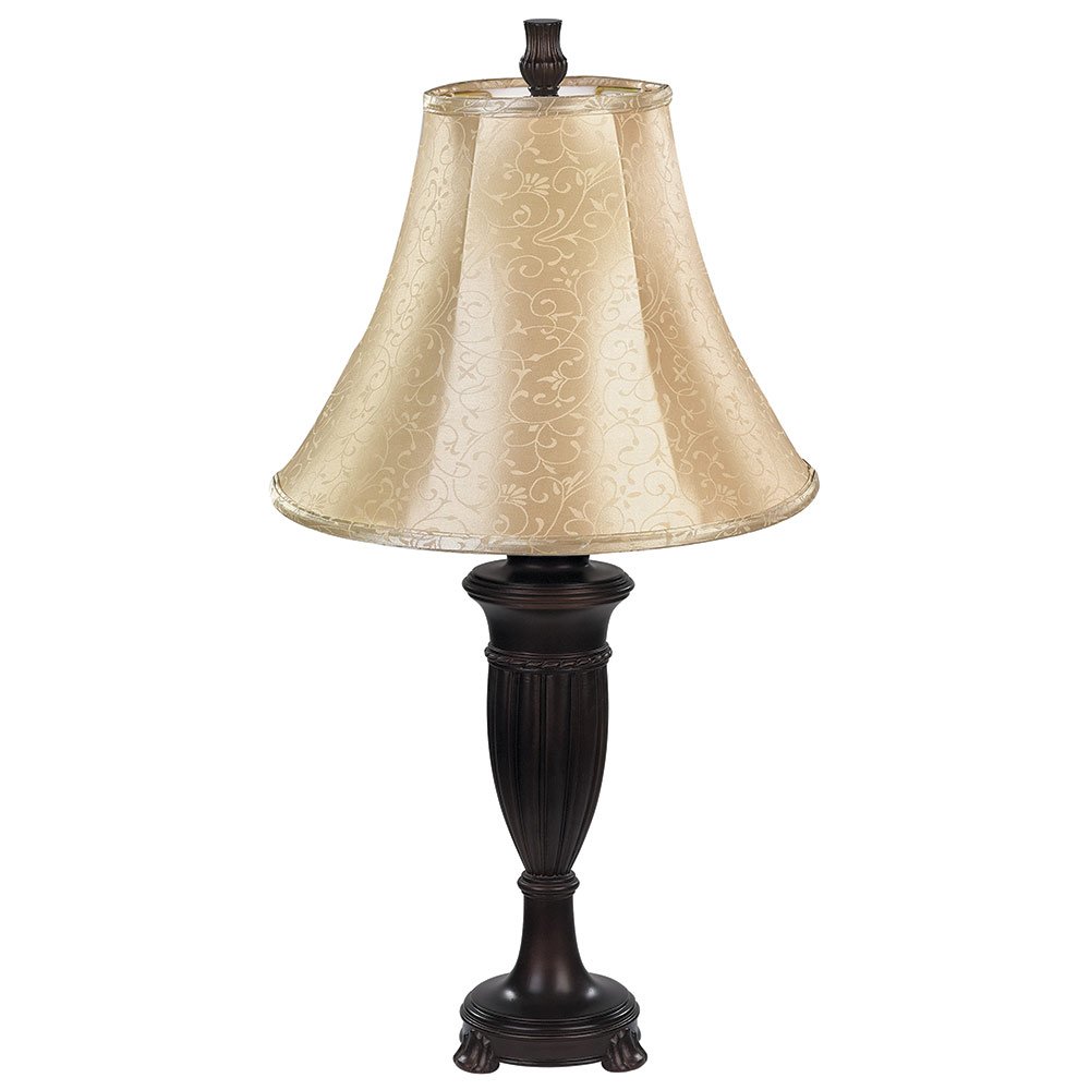 14" Table Lamp in Brown with Gold Fabric Shade
