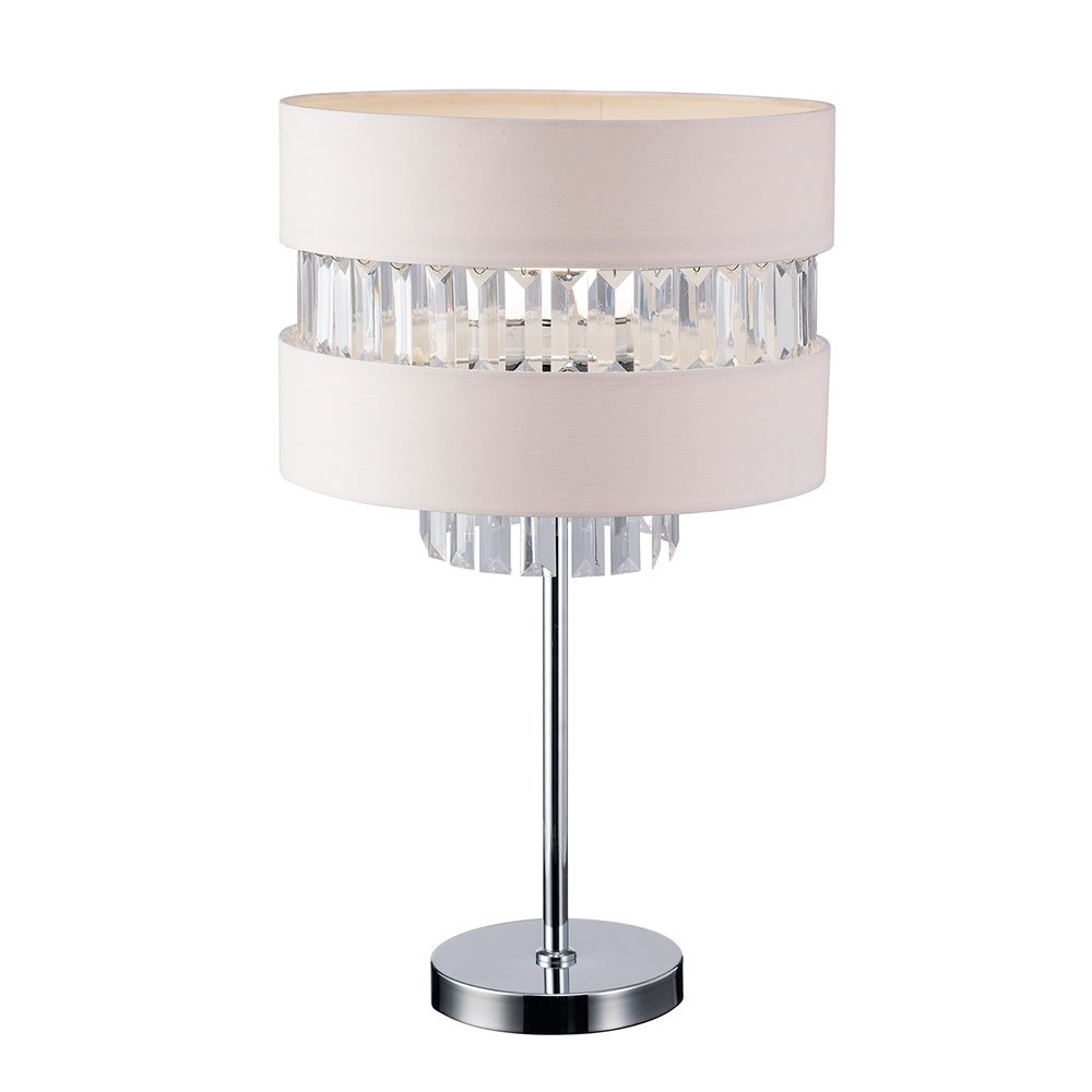 13" Table Lamp in Chrome with White