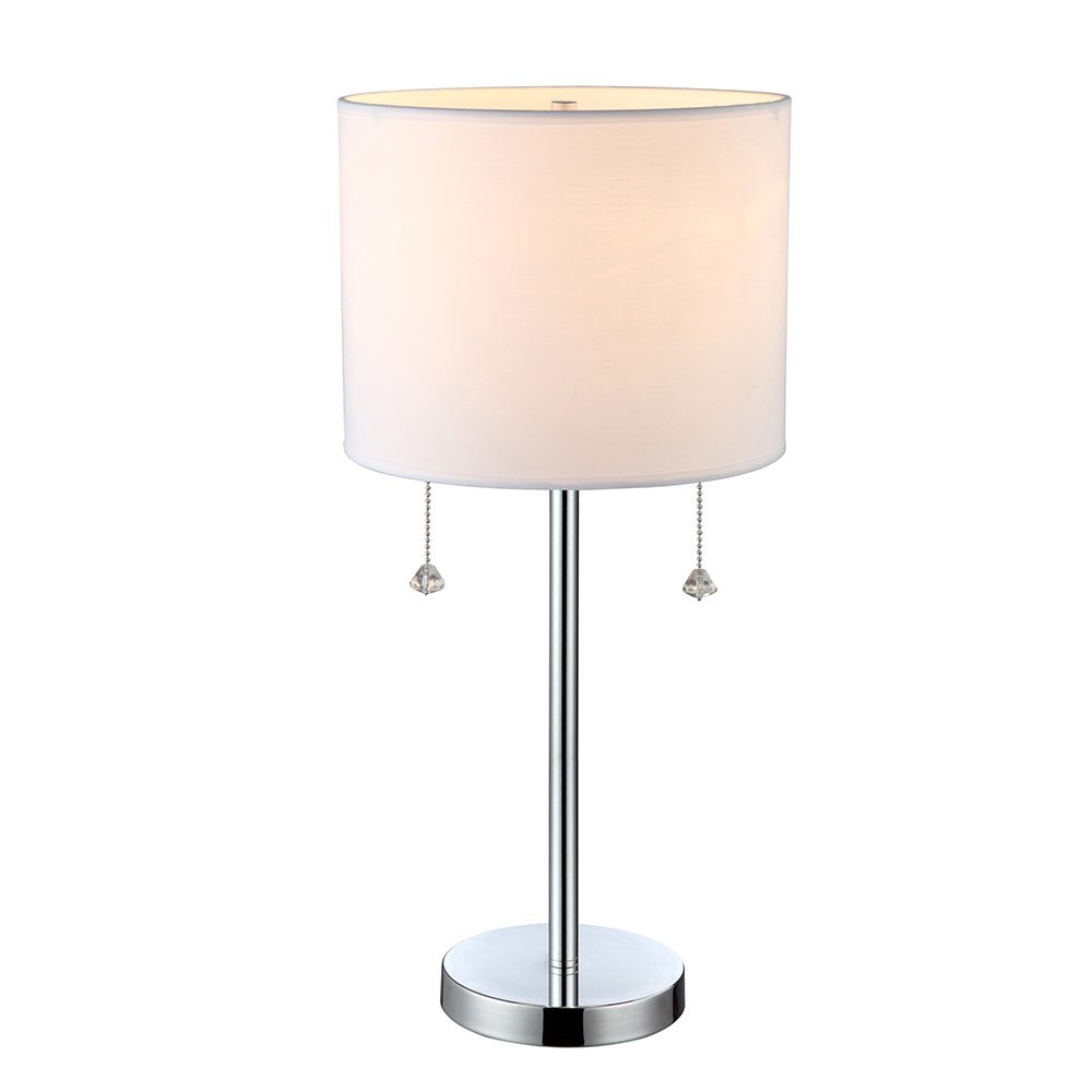 11" Table Lamp in Chrome with White Fabric Shade