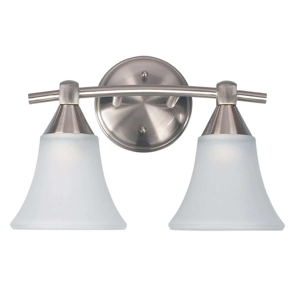 Double Bath Light in Brushed Pewter with White Flat Opal Glass