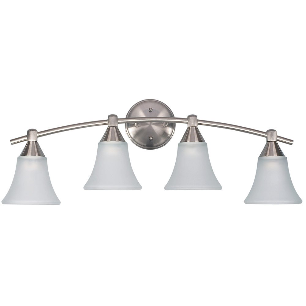 Quadruple Bath Light in Brushed Pewter with White Flat Opal Glass