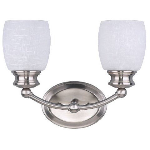 Double Bath Light in Brushed Pewter with White Linen Glass