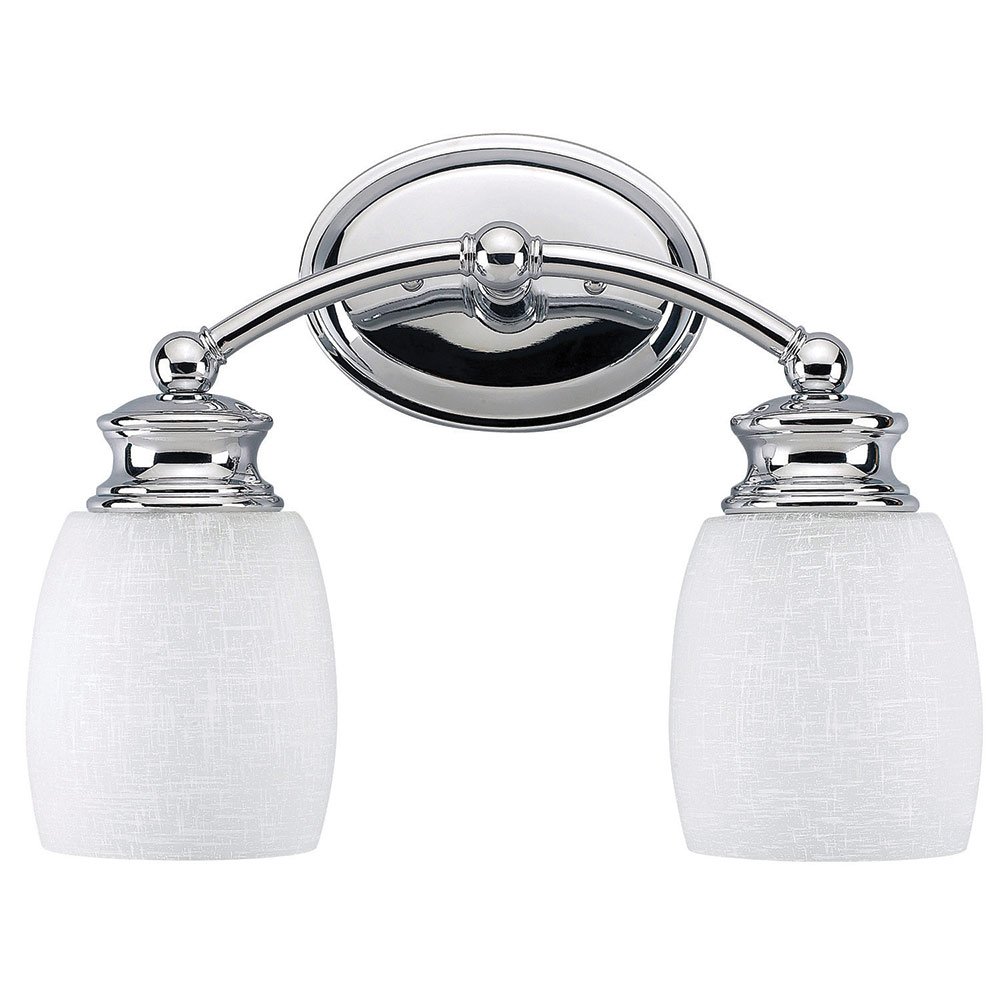 Double Bath Light in Chrome with White Linen Glass