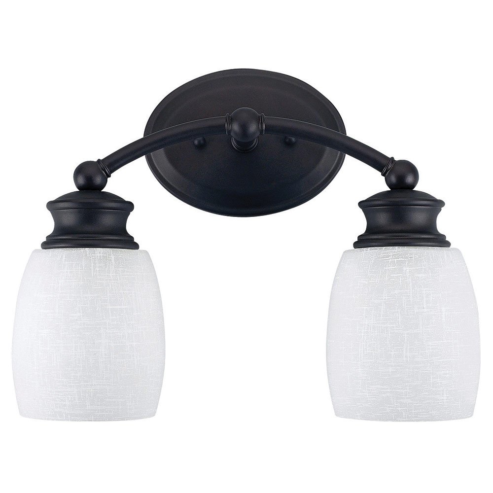 Double Bath Light in Oil Rubbed Bronze with White Linen Glass