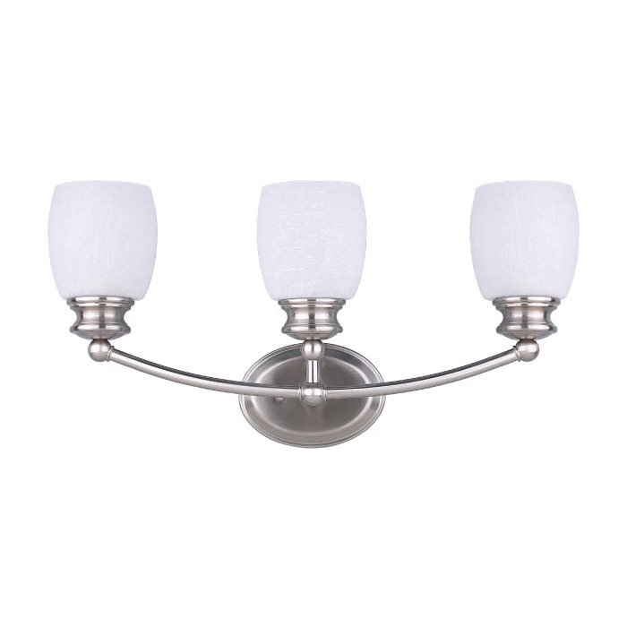 Triple Bath Light in Brushed Pewter with White Linen Glass