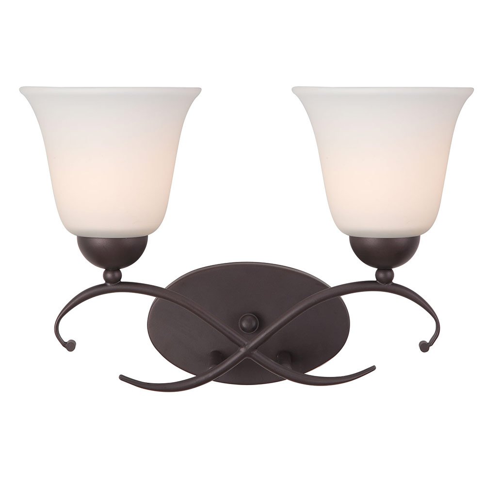 Double Bath Light in Oil Rubbed Bronze with White Flat Opal Glass