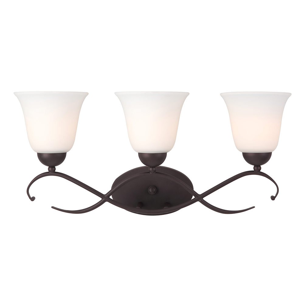 Triple Bath Light in Oil Rubbed Bronze with White Flat Opal Glass