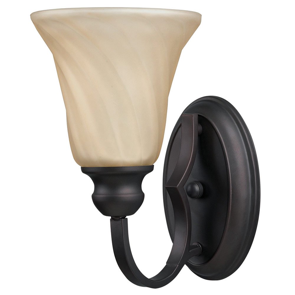 Single Wall Sconce in Oil Rubbed Bronze with Amber Swirl Glass