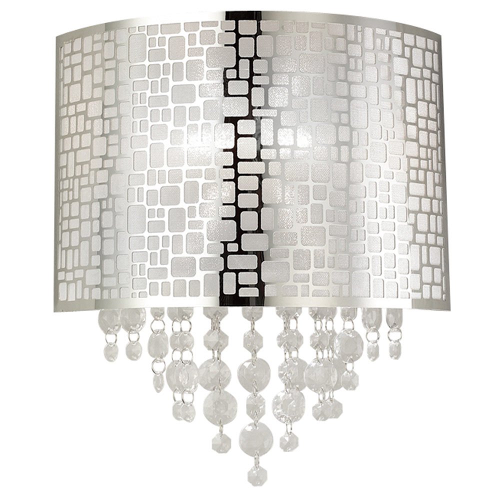 Single Flush Mount Light / Wall Sconce in Chrome with Crystals
