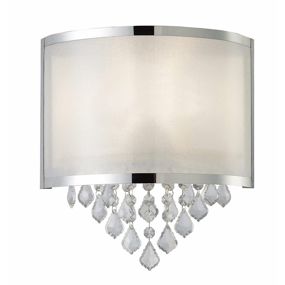 Single Wall Sconce in Chrome with Frosted Sparkle Coated Pvc