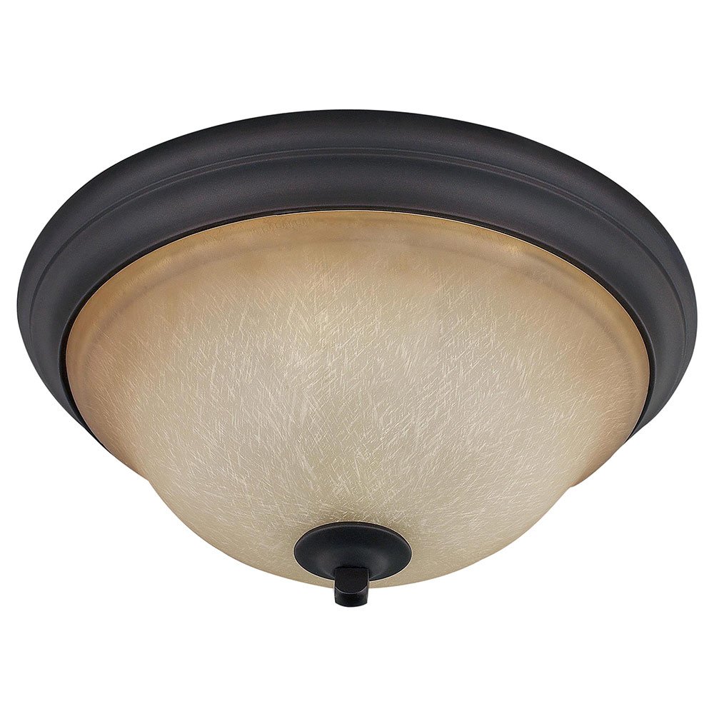 13 3/4" Flush Mount Light in Oil Rubbed Bronze with Amber Scavo Glass