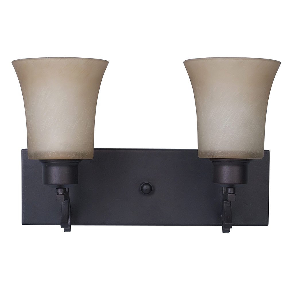 Double Bath Light in Oil Rubbed Bronze with Amber Scavo Glass