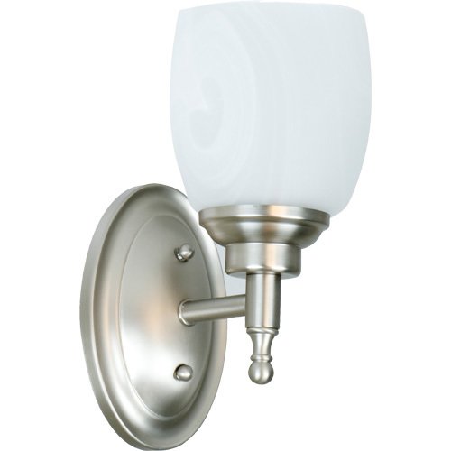 Single Wall Sconce in Brushed Nickel with Alabaster Swirl Glass