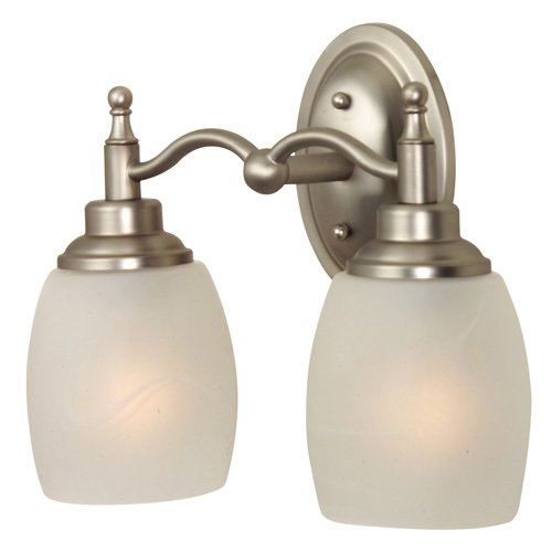 Double Bath Light in Brushed Nickel with Alabaster Swirl Glass