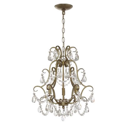 3 Light Mini Chandelier in Gold Twilight with Clear Crystals