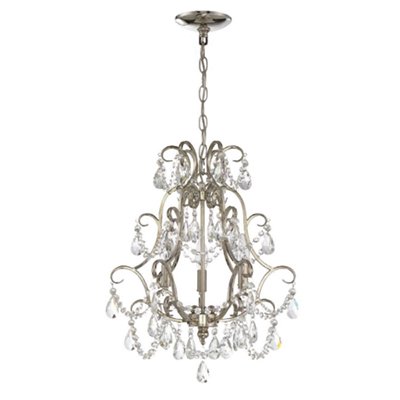 3 Light Mini Chandelier in Polished Nickel with Clear Crystals
