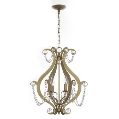 4 Light Mini Chandelier in Gold Twilight with Clear Crystals