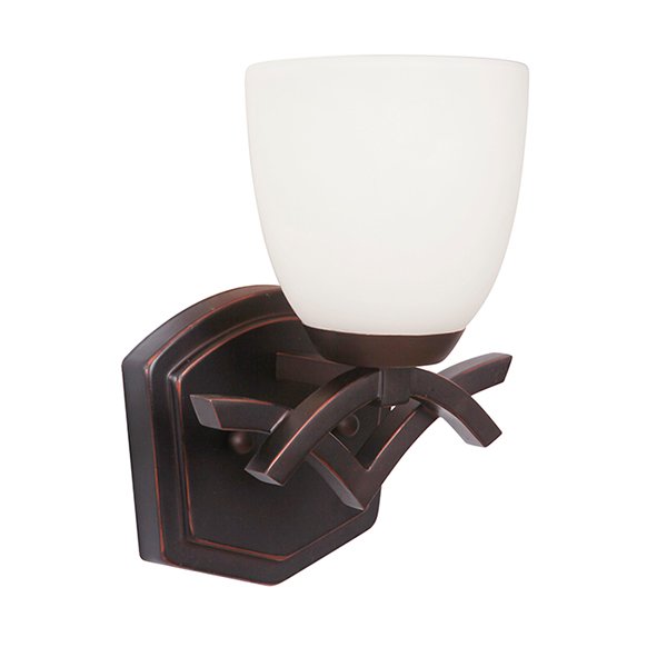 1 Light Wall Sconce in Oil Bronze Gilded with White Frosted Glass