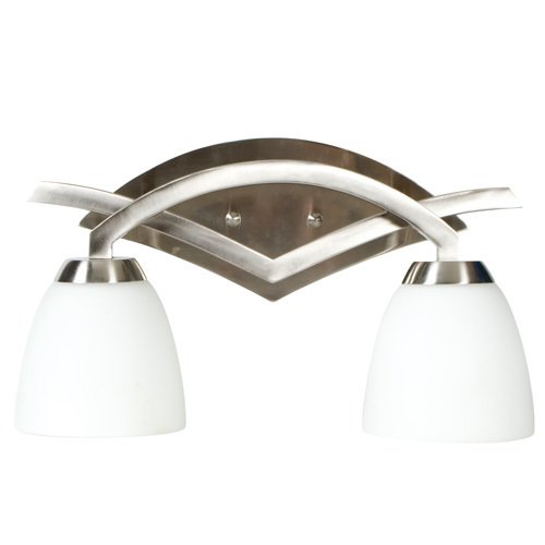 Double Bath Light in Brushed Nickel with Cased Frost White Glass