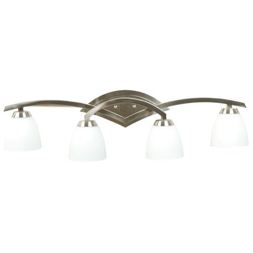 Quadruple Bath Light in Brushed Nickel with Cased Frost White Glass