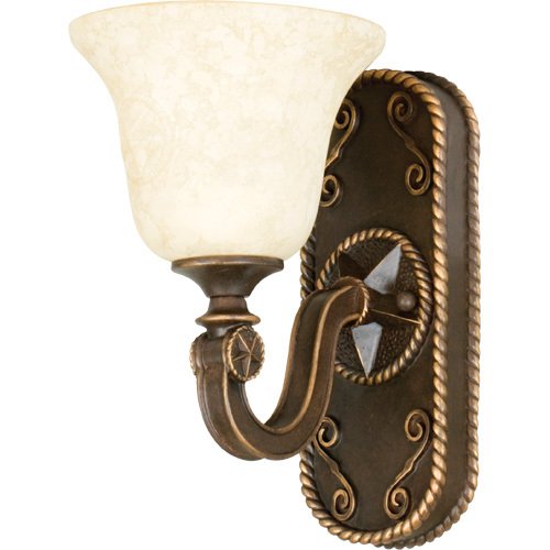 Single Wall Sconce in Antique Bronze with Antique Scavo Glass