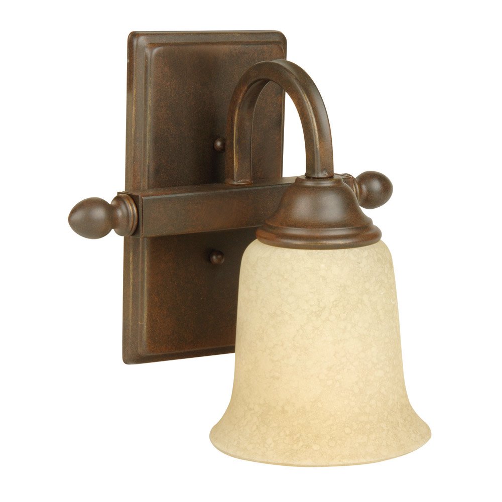 1 Light Wall Sconce in Aged Bronze Textured with White Frosted Glass