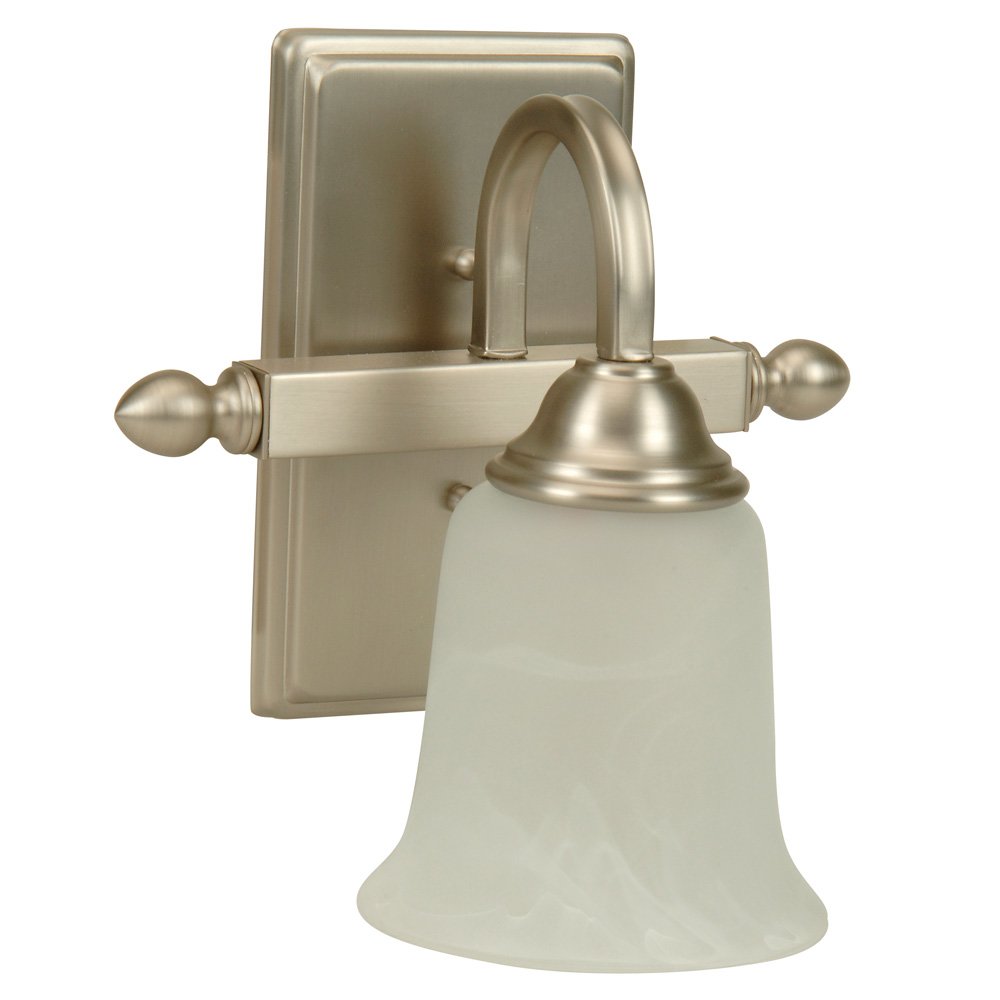 1 Light Wall Sconce in Brushed Satin Nickel with White Frosted Glass
