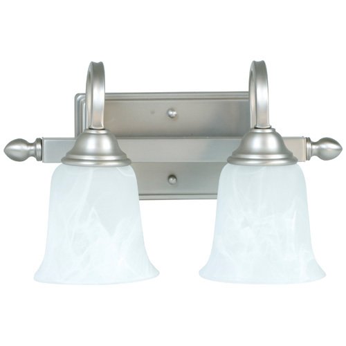 Double Bath Light in Brushed Nickel with Alabaster Glass