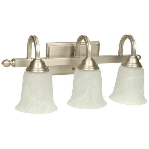Triple Bath Light in Brushed Nickel with Alabaster Glass