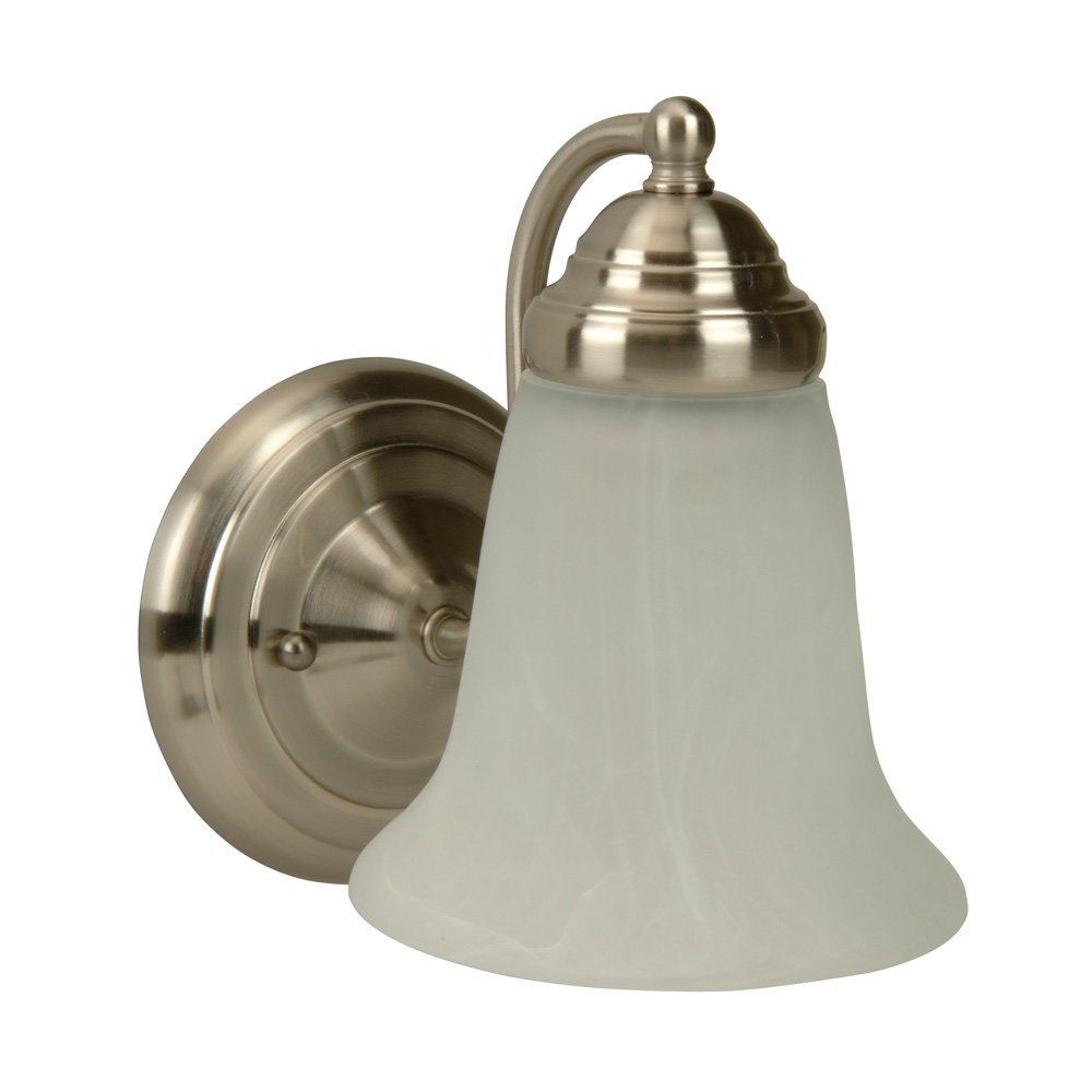 1 Light Wall Sconce in Brushed Satin Nickel with White Frosted Glass