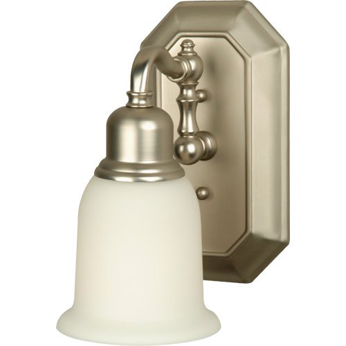 Single Wall Sconce in Brushed Nickel with Frosted White Glass