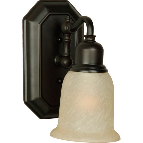 Single Wall Sconce in Oiled Bronze Gilded with Tea Stained Glass