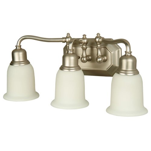 Triple Bath Light in Brushed Nickel with Frosted White Glass