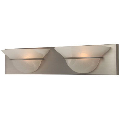 Double Bath Light in Brushed Nickel with Alabaster Glass