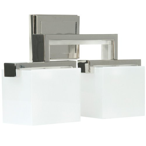 Double Bath Light in Polished Nickel with Frosted Glass